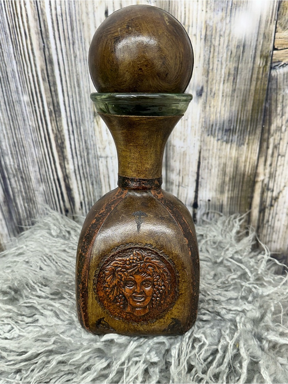 Vintage Decorative Decanter Glass/Leather Wrapped
